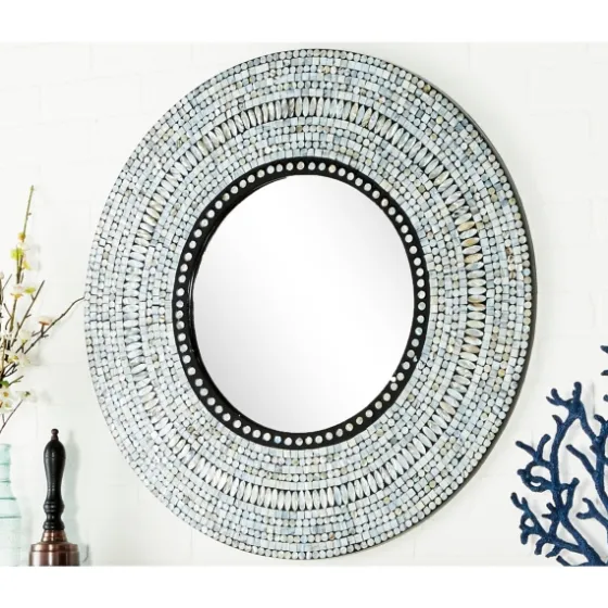 Blue Pear Mussel Shell Frame Coastal Wall Mirror-Kirkland's Home Shop