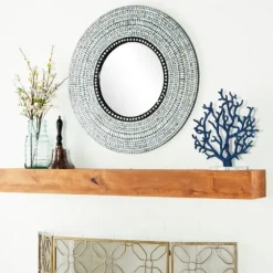 Blue Pear Mussel Shell Frame Coastal Wall Mirror-Kirkland's Home Shop