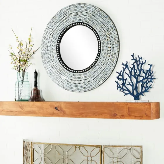 Blue Pear Mussel Shell Frame Coastal Wall Mirror-Kirkland's Home Shop