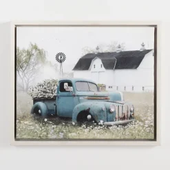 Blue Pickup Truck And Barn Canvas Art Print-Kirkland's Home Outlet