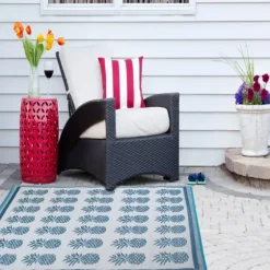 Blue Pineapple Indoor/Outdoor Area Rug, 4X6-Kirkland's Home Fashion