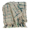Blue Primitive Squares Handloomed Throw Blanket-Kirkland's Home Clearance