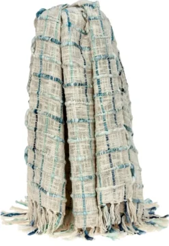 Blue Primitive Squares Handloomed Throw Blanket-Kirkland's Home Clearance