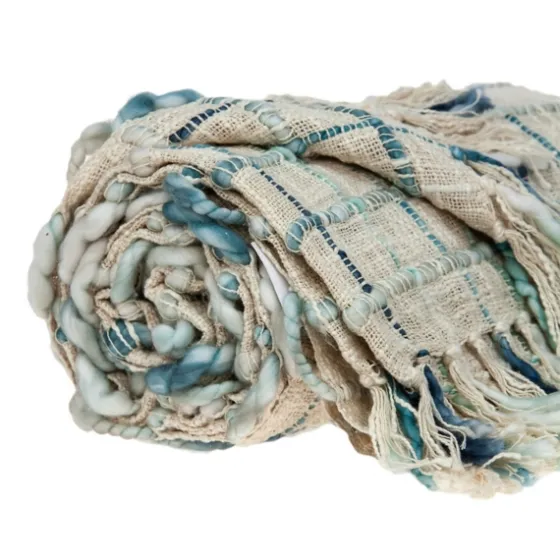 Blue Primitive Squares Handloomed Throw Blanket-Kirkland's Home Clearance