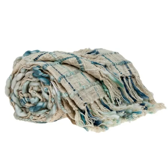 Blue Primitive Squares Handloomed Throw Blanket-Kirkland's Home Clearance