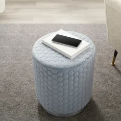 Blue Quilted Honeycomb Ottoman-Kirkland's Home Hot