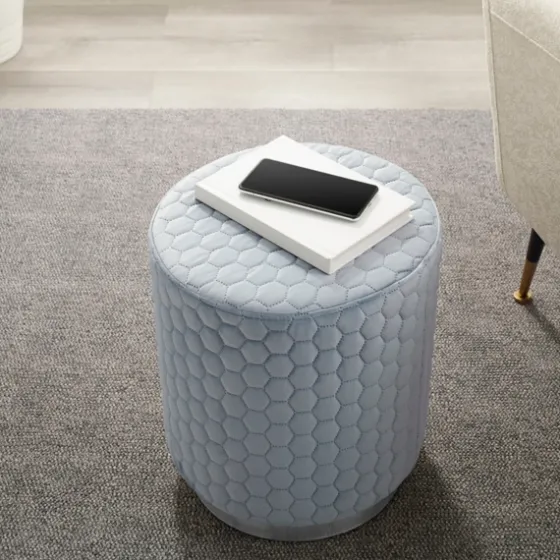 Blue Quilted Honeycomb Ottoman-Kirkland's Home Hot