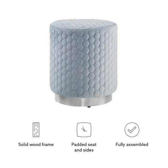 Blue Quilted Honeycomb Ottoman-Kirkland's Home Hot