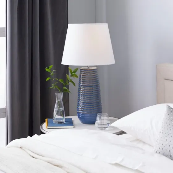 Blue Ribbed Stoneware Table Lamp-Kirkland's Home Cheap
