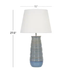 Blue Ribbed Stoneware Table Lamp-Kirkland's Home Cheap