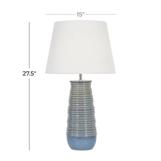 Blue Ribbed Stoneware Table Lamp-Kirkland's Home Cheap