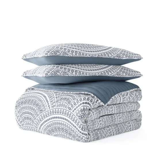 Blue Scalloped Reversible 3-Pc. King Quilt Set-Kirkland's Home Flash Sale
