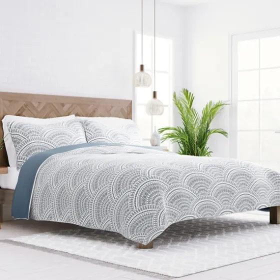 Blue Scalloped Reversible 2-Pc. Twin Quilt Set-Kirkland's Home Online