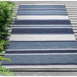 Blue Shades Striped Indoor/Outdoor Area Rug, 7X9-Kirkland's Home Hot