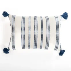 Blue Stitching Stripes Lumbar Pillow-Kirkland's Home Outlet