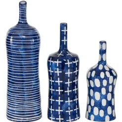 Blue Stoneware Vases, Set Of 3-Kirkland's Home Shop