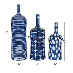 Blue Stoneware Vases, Set Of 3-Kirkland's Home Shop