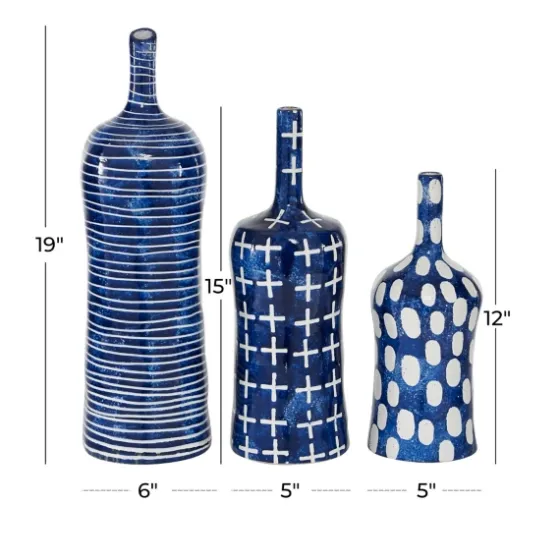 Blue Stoneware Vases, Set Of 3-Kirkland's Home Shop