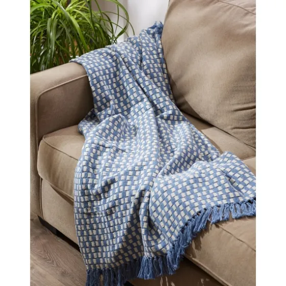 Blue Stonewash Urban Check Throw-Kirkland's Home Shop