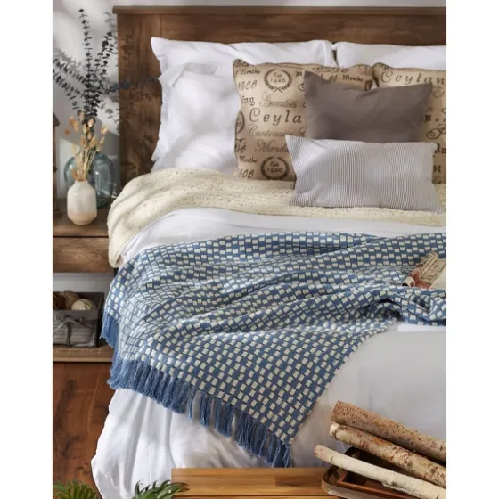 Blue Stonewash Urban Check Throw-Kirkland's Home Shop