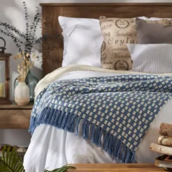 Blue Stonewash Urban Check Throw-Kirkland's Home Shop