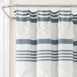Blue Stripe Diamond Tufted Shower Curtain-Kirkland's Home Discount