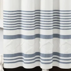 Blue Stripe Diamond Tufted Shower Curtain-Kirkland's Home Discount