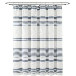 Blue Stripe Diamond Tufted Shower Curtain-Kirkland's Home Discount