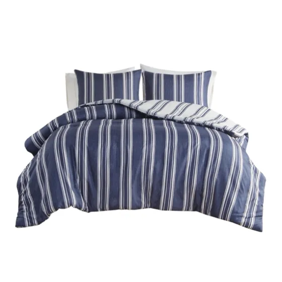 Blue Stripe Reversible 3-Pc. Queen Duvet Cover Set-Kirkland's Home Discount