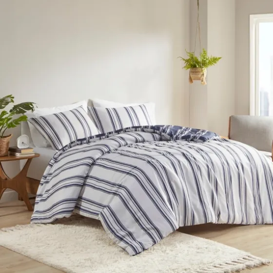 Blue Stripe Reversible 3-Pc. Queen Duvet Cover Set-Kirkland's Home Discount