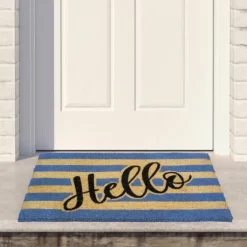 Blue Striped Hello Doormat-Kirkland's Home Best Sale