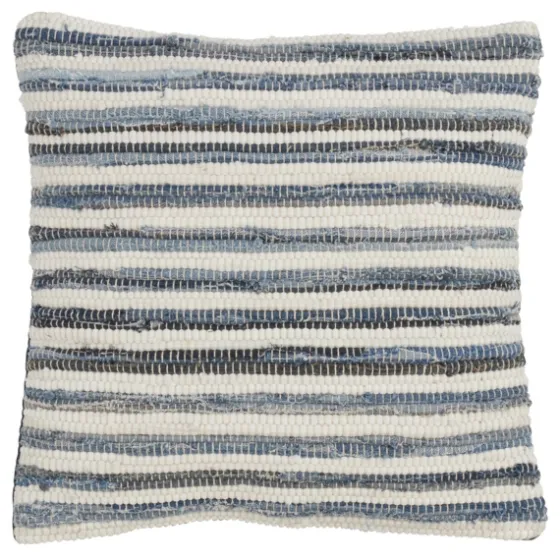Blue Striped Textured Denim Pillow-Kirkland's Home Discount