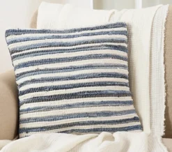 Blue Striped Textured Denim Pillow-Kirkland's Home Discount