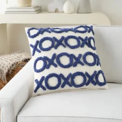 Blue Tufted Xoxo Cotton Throw Pillow-Kirkland's Home Hot