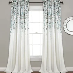 Blue Weeping Flower Curtain Panel Set, 95 In.-Kirkland's Home Store