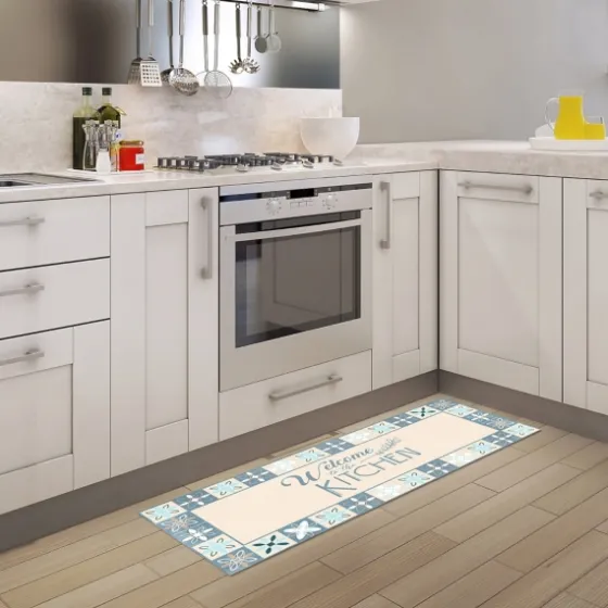 Blue Welcome To The Kitchen Floor Mat, 24X60-Kirkland's Home New