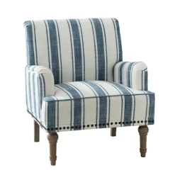 Blue White Stripe Upholstered Accent Chair-Kirkland's Home Online