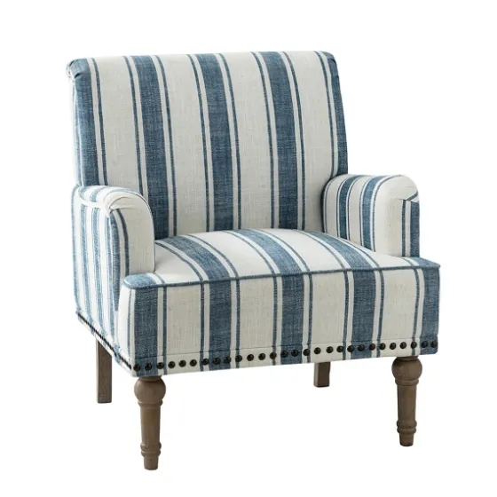 Blue White Stripe Upholstered Accent Chair-Kirkland's Home Online
