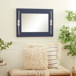 Blue Wood Frame Mirror With White Rope-Kirkland's Home Online