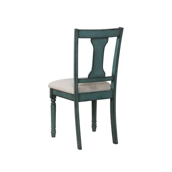 Blue Wood Upholstered Dining Chairs, Set Of 2-Kirkland's Home Cheap