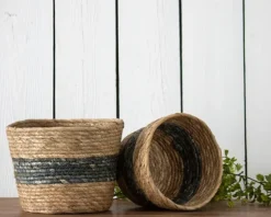 Blue Woven Cattail Baskets, Set Of 2-Kirkland's Home Cheap