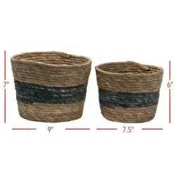 Blue Woven Cattail Baskets, Set Of 2-Kirkland's Home Cheap