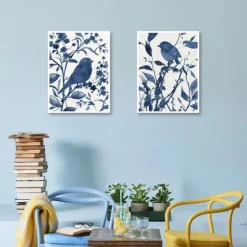 Bluebird Silhouette Canvas Art Prints, Set Of 2-Kirkland's Home Online