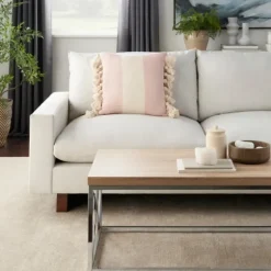 Blush And Ivory Striped Tassel Pillow-Kirkland's Home Hot