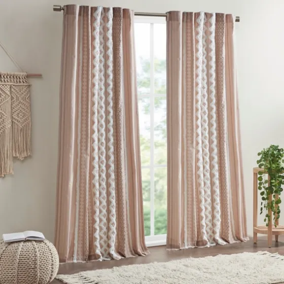 Blush Chenille Stripe Curtain Panel, 84 In.-Kirkland's Home Best