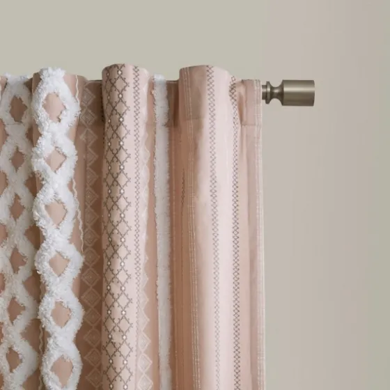 Blush Chenille Stripe Curtain Panel, 84 In.-Kirkland's Home Best