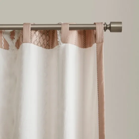 Blush Chenille Stripe Curtain Panel, 84 In.-Kirkland's Home Best