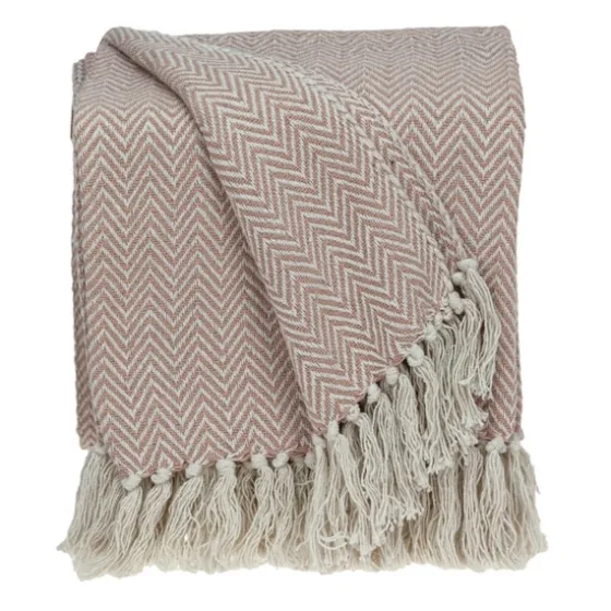 Blush Chevron Cotton Handloomed Tassel Throw-Kirkland's Home Clearance