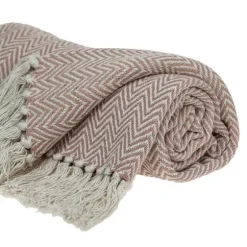 Blush Chevron Cotton Handloomed Tassel Throw-Kirkland's Home Clearance