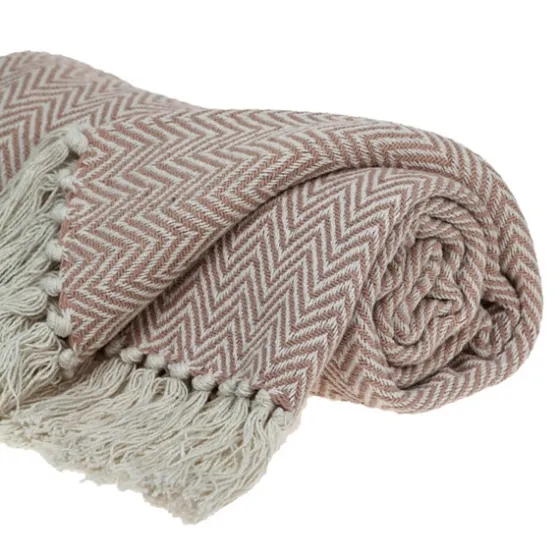 Blush Chevron Cotton Handloomed Tassel Throw-Kirkland's Home Clearance